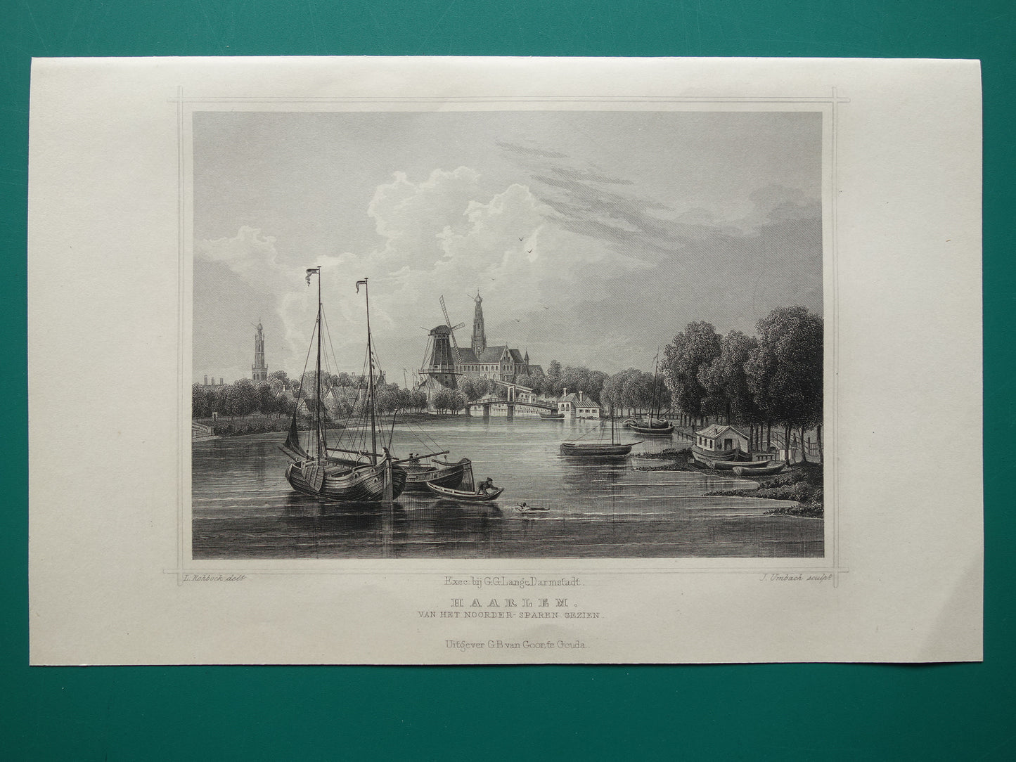  gravure Terwen Koningrijk der Nederlanden Haarlem. Van het noorder-sparen gezien