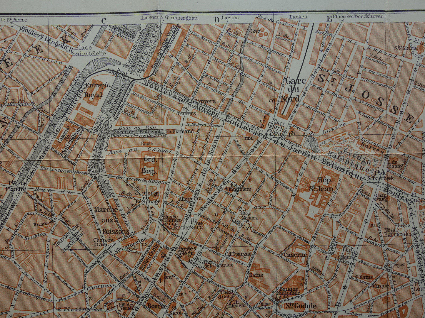 BRUSSEL oude kaart van Brussel België uit 1904 originele antieke historische plattegrond