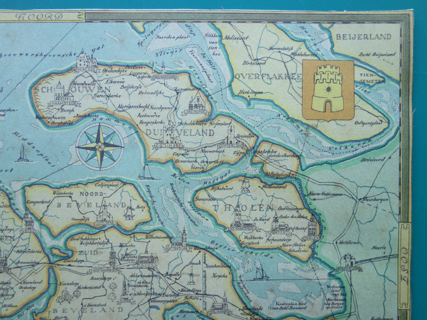 ZEELAND Oude kaart van de provincie Zeeland uit 1947 Vintage historische landkaart