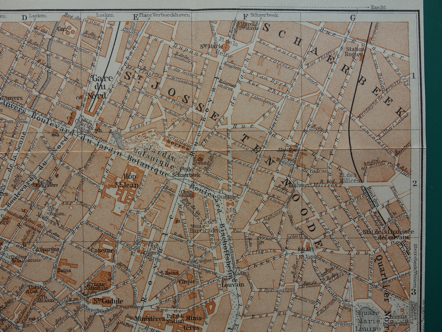 BRUSSEL oude kaart van Brussel België uit 1904 originele antieke historische plattegrond