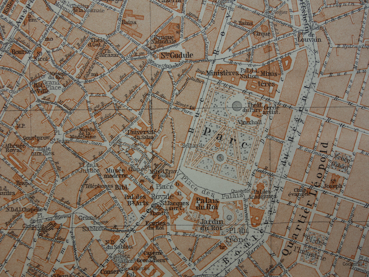 BRUSSEL oude kaart van Brussel België uit 1904 originele antieke historische plattegrond