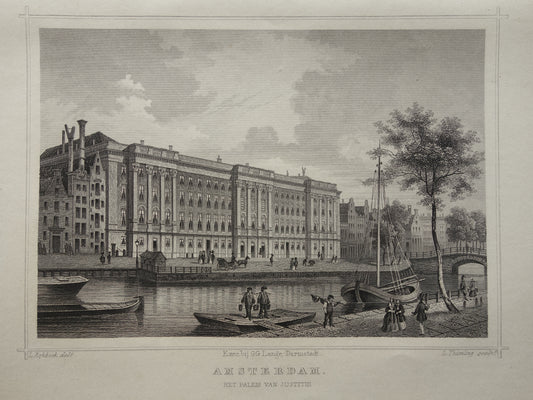 Westerkerk Amsterdam antieke gravure uit 1858 Originele oude prent Keizersgracht Terwen Koningrijk der Nederlanden