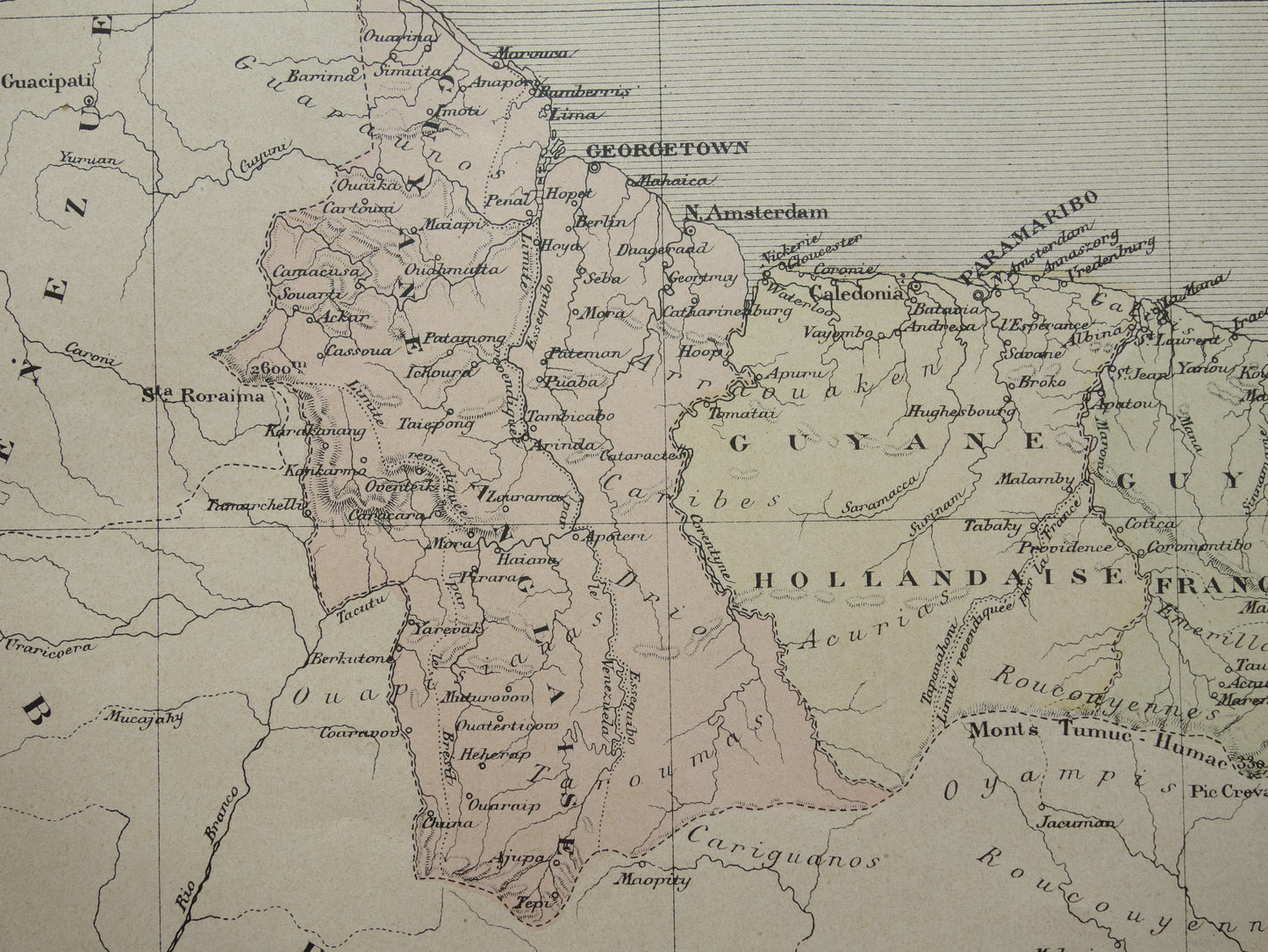 Suriname & Guyana old map from 1896 original antique French map of French Guiana Guyana and Suriname