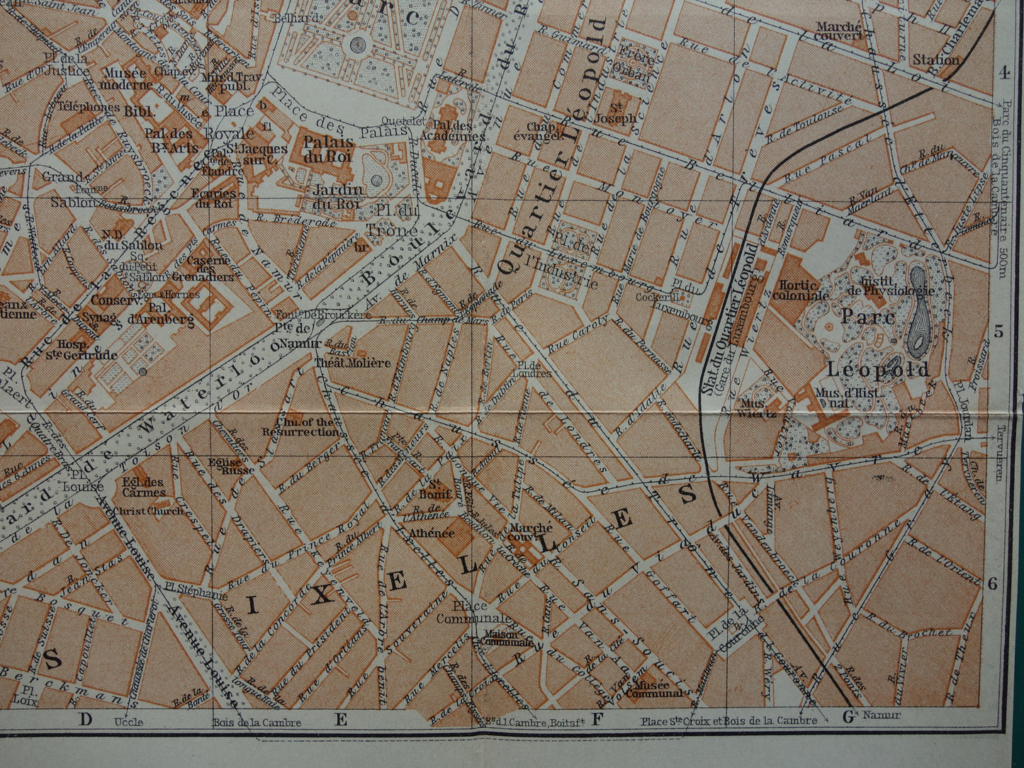 BRUSSEL oude kaart van Brussel België uit 1904 originele antieke historische plattegrond