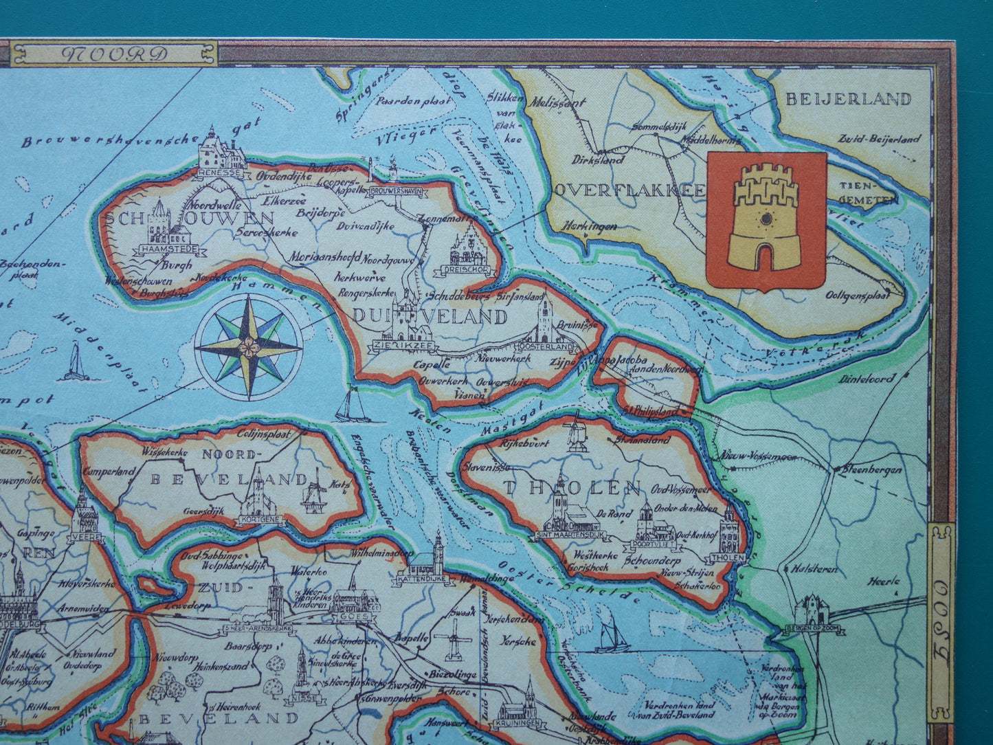 ZEELAND Vintage kaart van de provincie Zeeland uit 1947 Oude historische landkaart