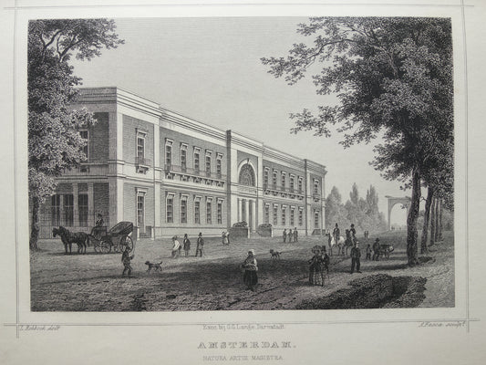 Artis Amsterdam antieke gravure uit 1858 Originele oude prent Natura Artis Magistra Terwen Koningrijk der Nederlanden