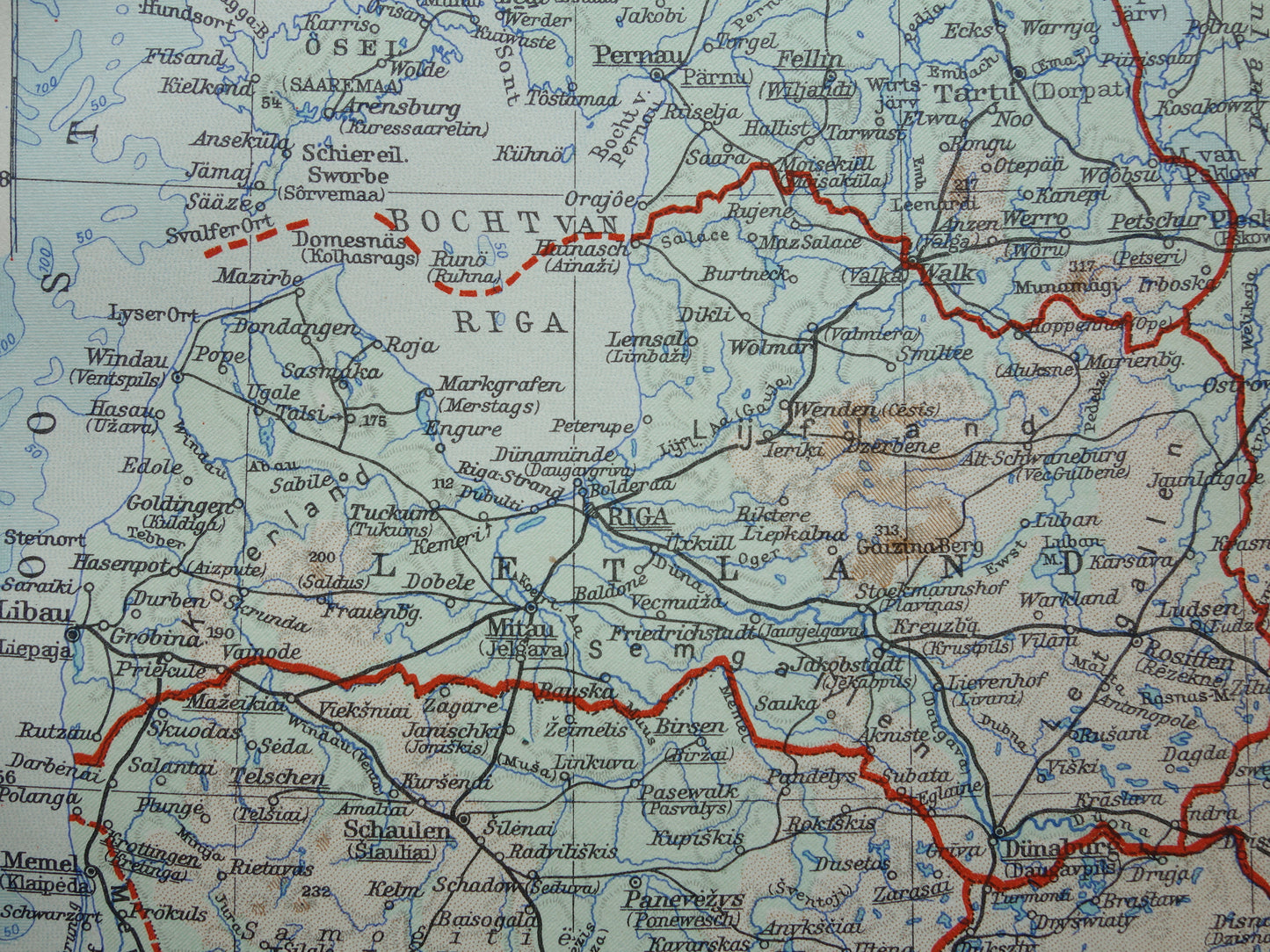 Baltische Staten oude kaart uit 1936 kleine originele Nederlandse vintage landkaart Letland Estland en Litouwen