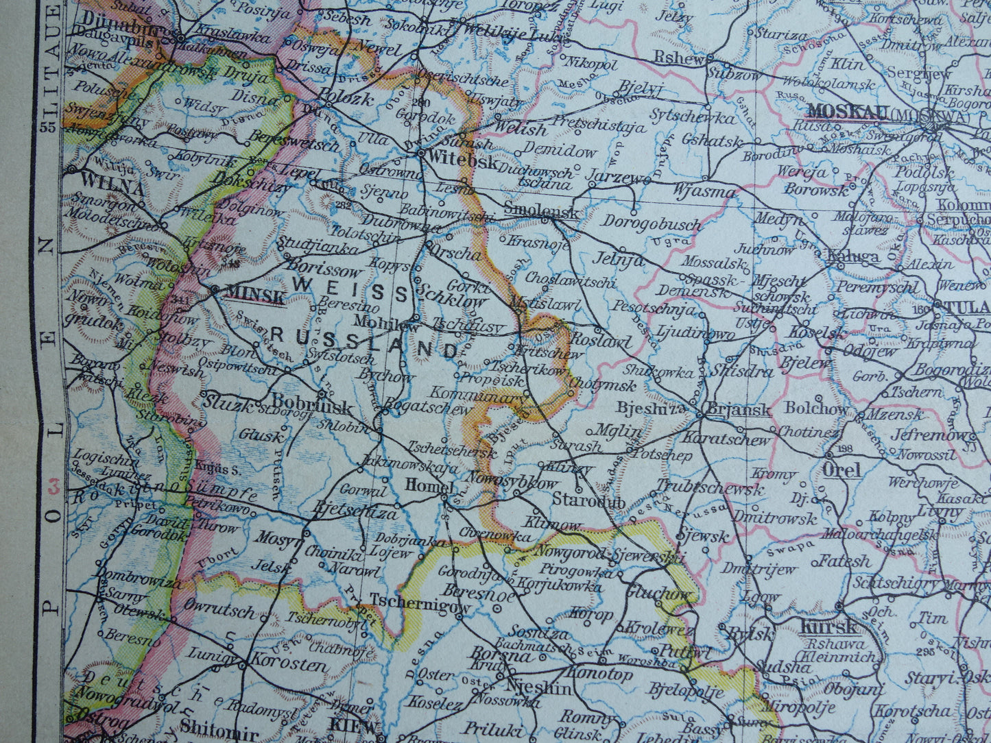 Alte Landkarte von Zentralrussland aus dem Jahr 1928 Vintage-Karte