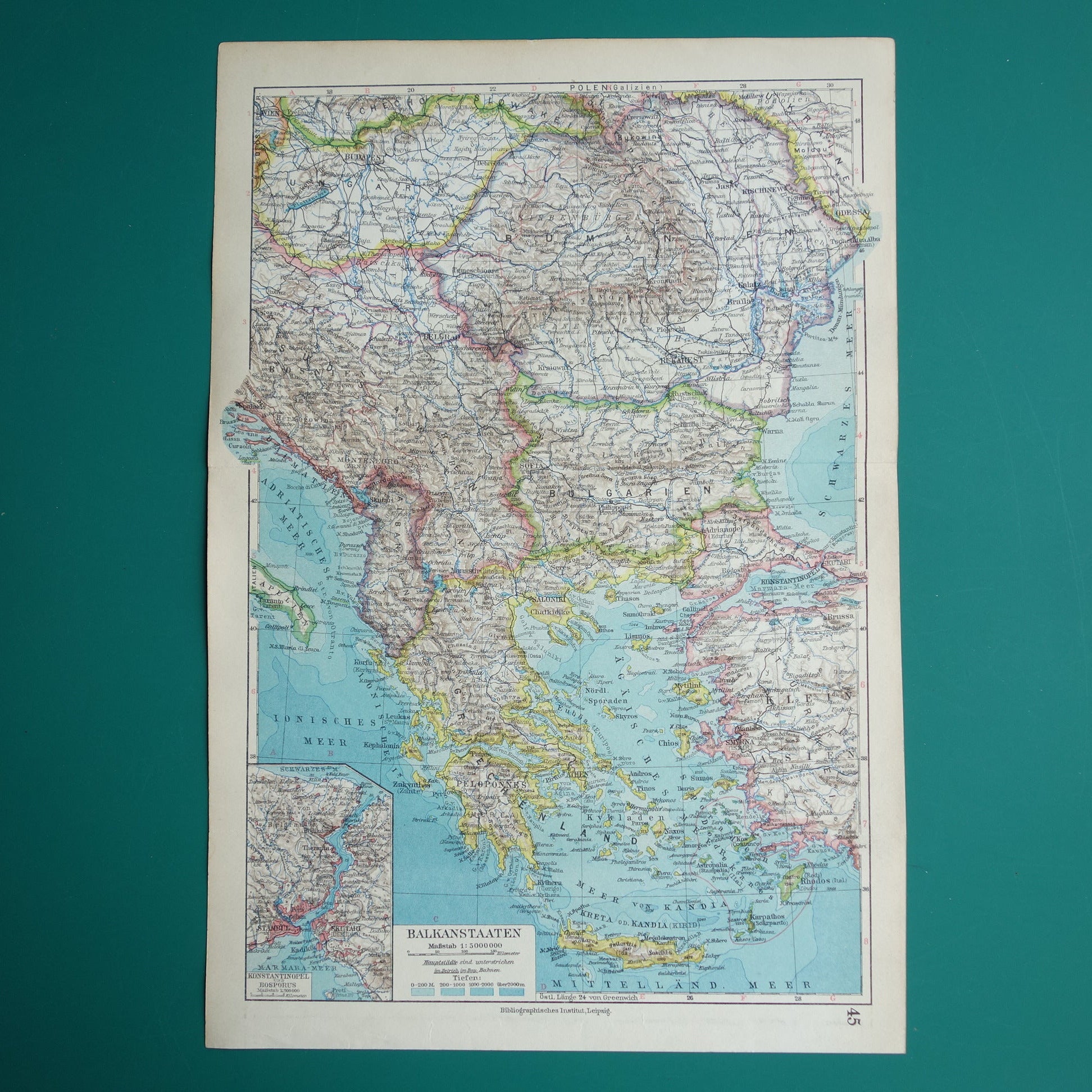BALKAN oude landkaart van de Balkan uit 1928 originele Duitse vintage kaart Roemenië Hongarije Tsjechië Slowakije Bosnië