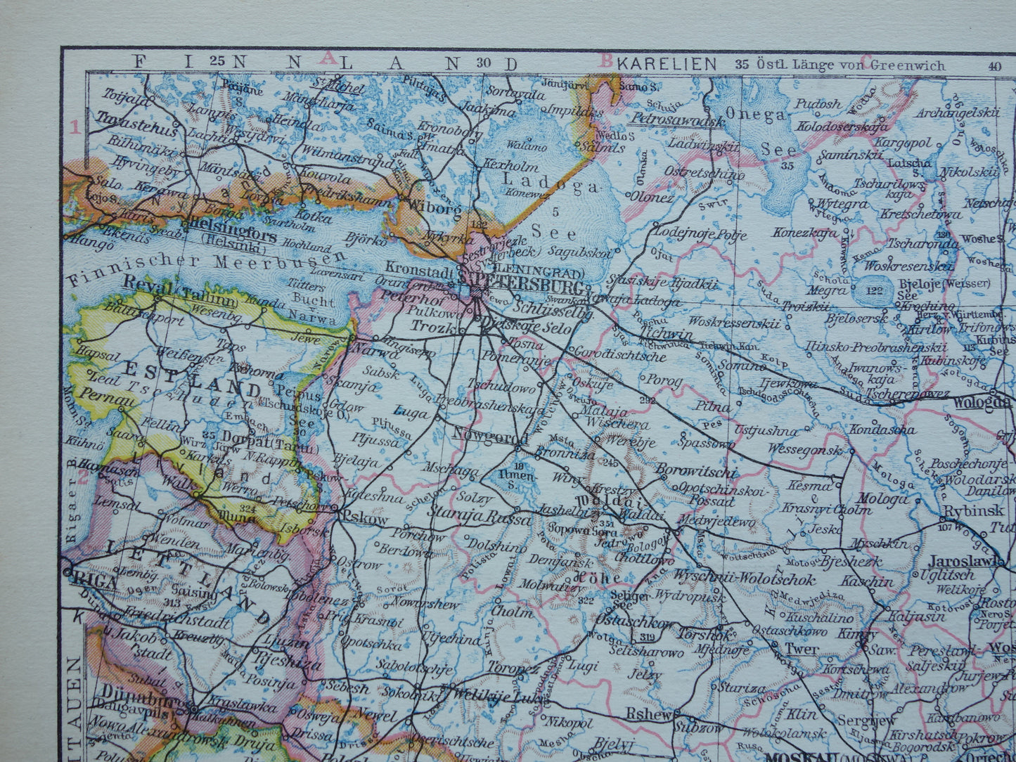 Alte Landkarte von Zentralrussland aus dem Jahr 1928 Vintage-Karte