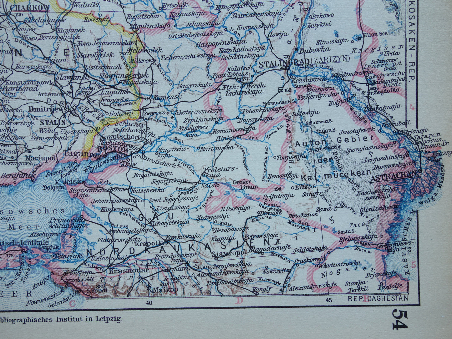 Alte Landkarte von Zentralrussland aus dem Jahr 1928 Vintage-Karte