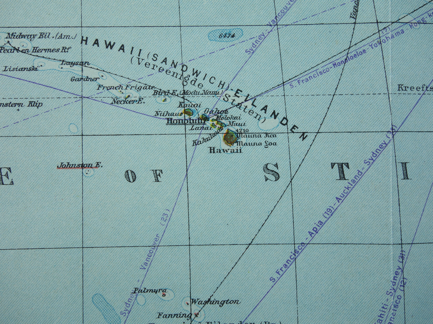 Oude Nederlandse kaart van Oceanië uit 1936 originele vintage landkaart