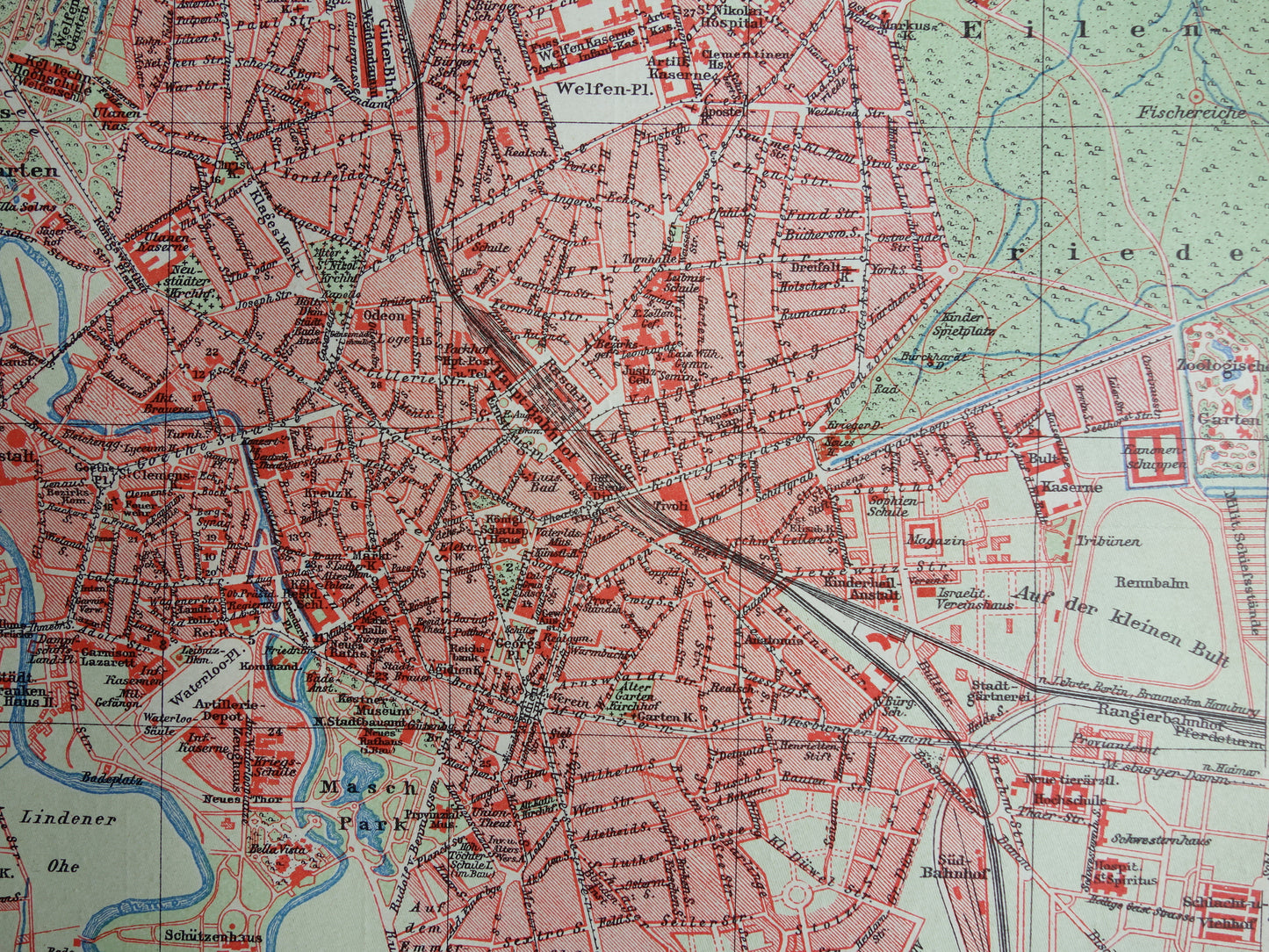 HANNOVER oude plattegrond van Hannover Duitsland uit 1907 - originele vintage historische kaarten met jaartal