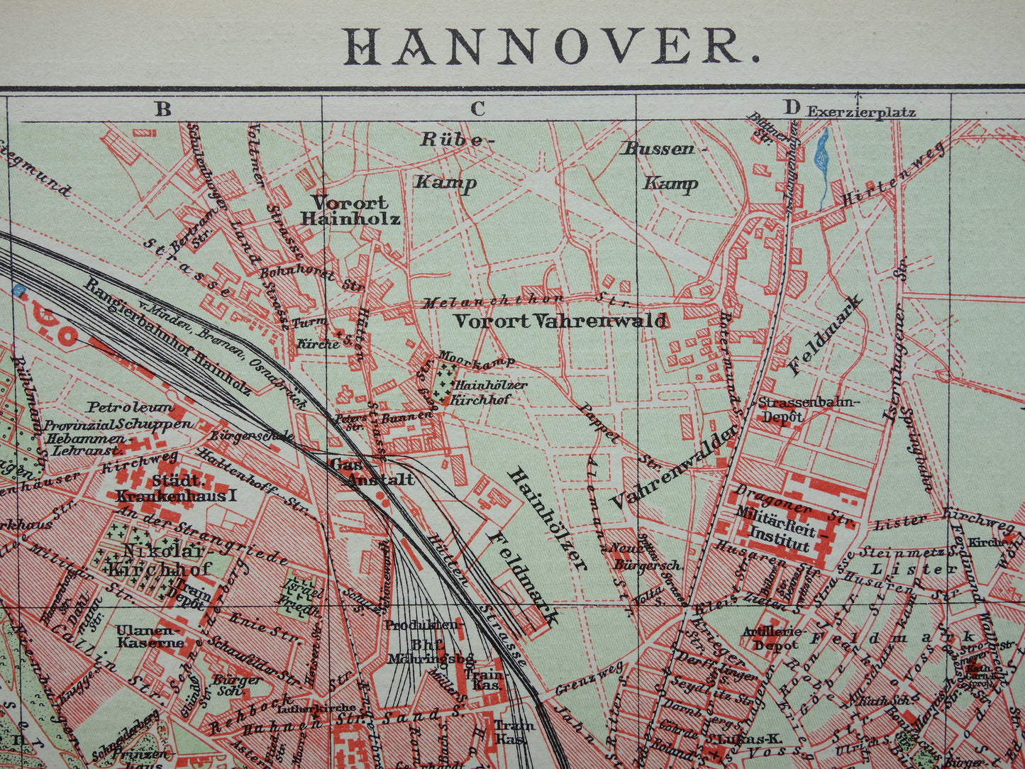 HANNOVER oude plattegrond van Hannover Duitsland uit 1907 - originele vintage historische kaarten met jaartal