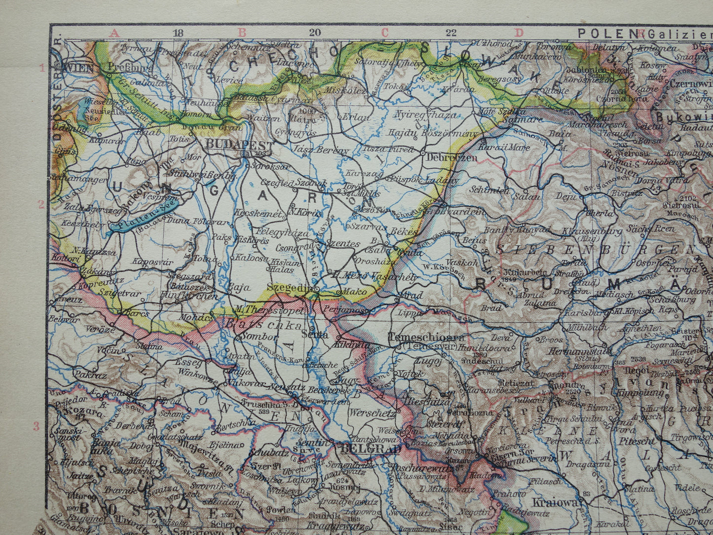 BALKAN oude landkaart van de Balkan uit 1928 originele Duitse vintage kaart Roemenië Hongarije Tsjechië Slowakije Bosnië