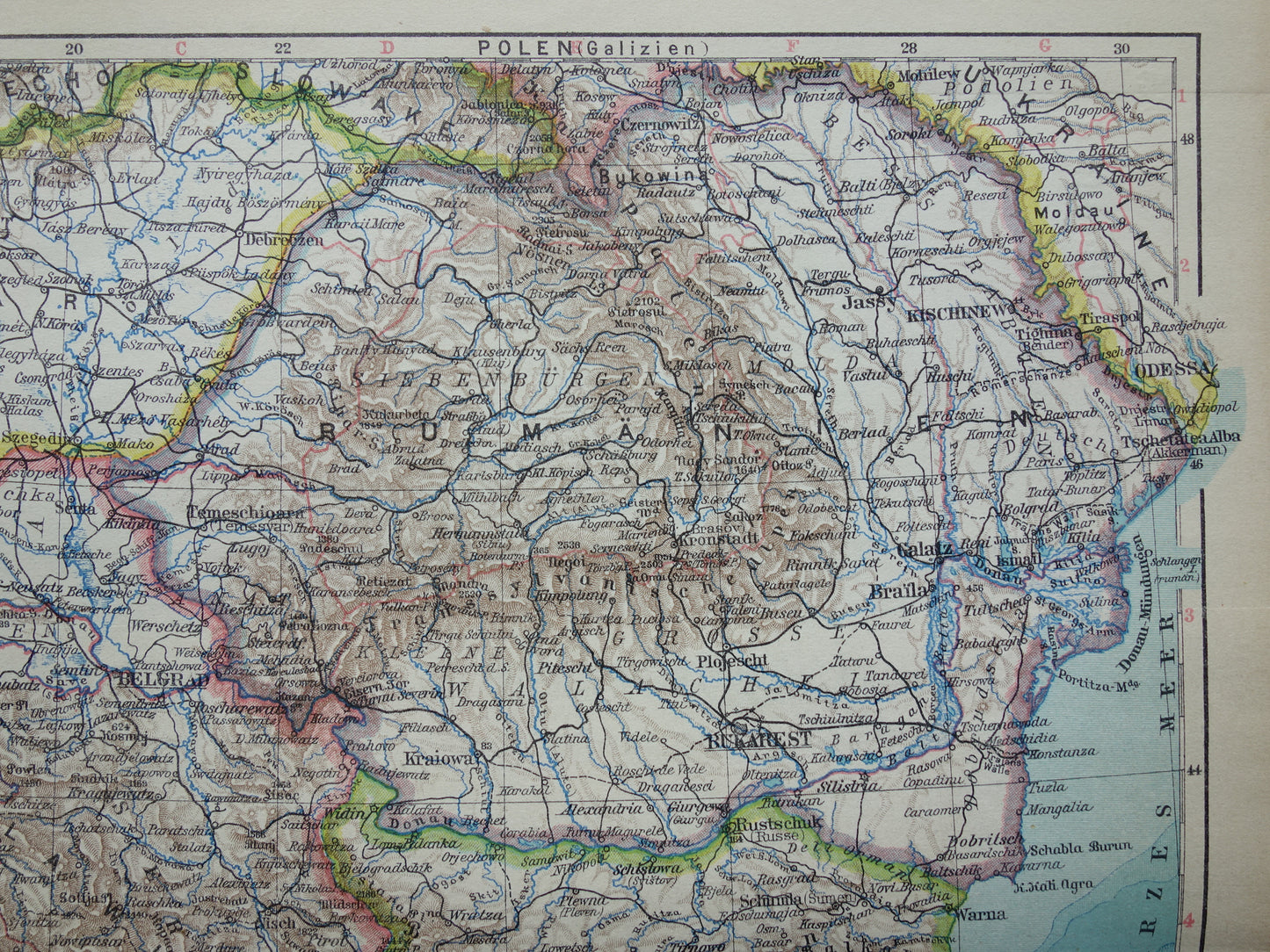 BALKAN oude landkaart van de Balkan uit 1928 originele Duitse vintage kaart Roemenië Hongarije Tsjechië Slowakije Bosnië