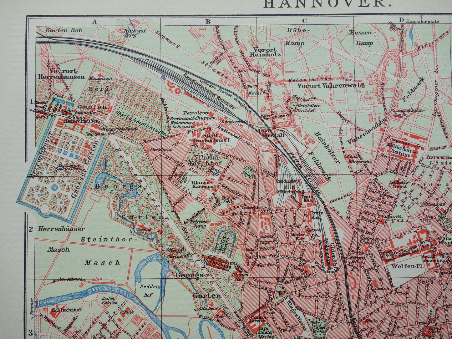HANNOVER oude plattegrond van Hannover Duitsland uit 1907 - originele vintage historische kaarten met jaartal