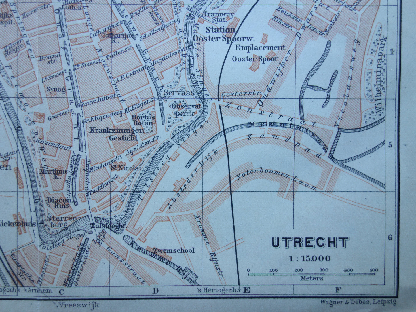 Alte Karte von Utrecht aus dem Jahr 1904, kleine originale antike Karte, Vintage-Karte
