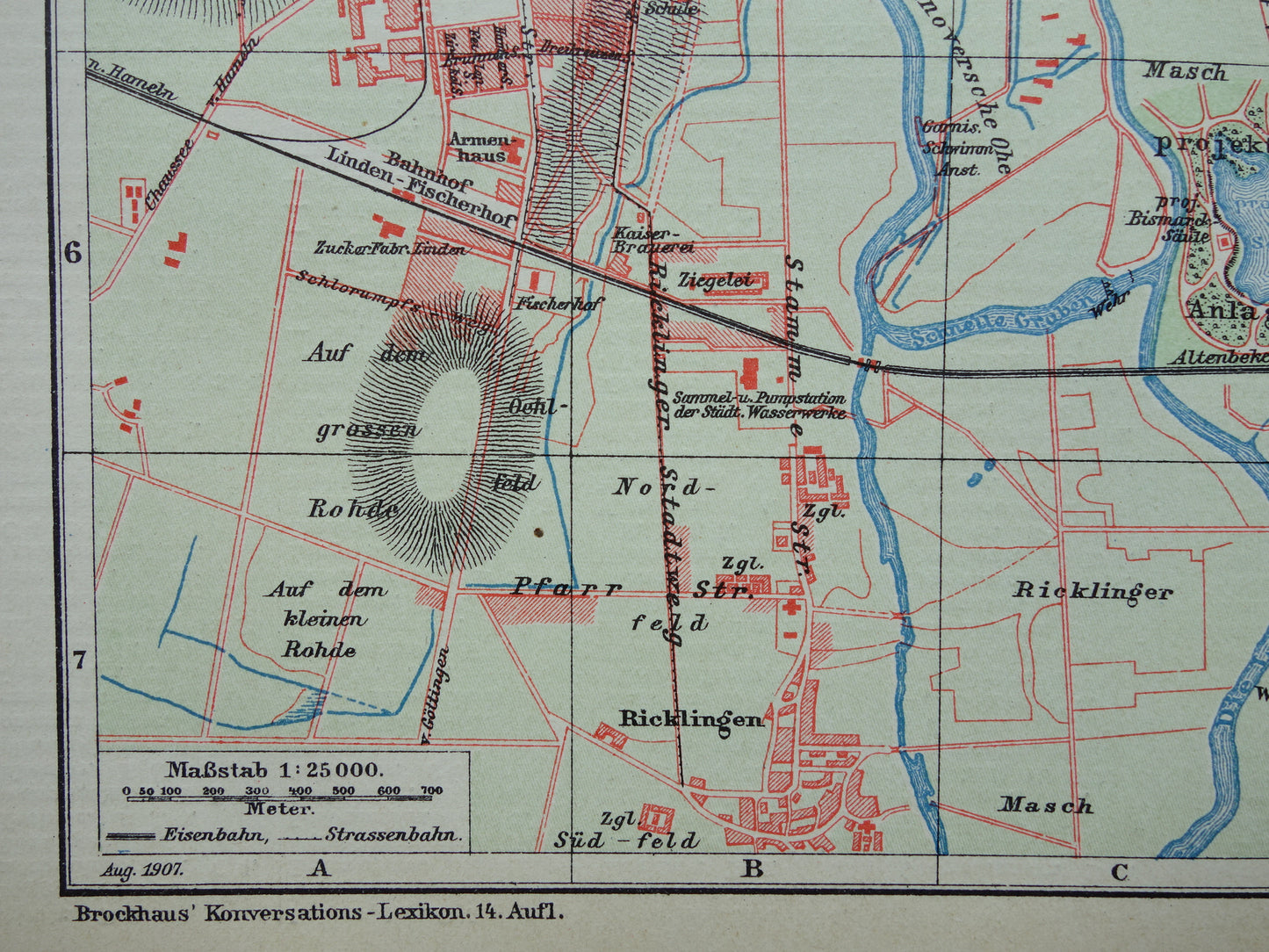 HANNOVER oude plattegrond van Hannover Duitsland uit 1907 - originele vintage historische kaarten met jaartal