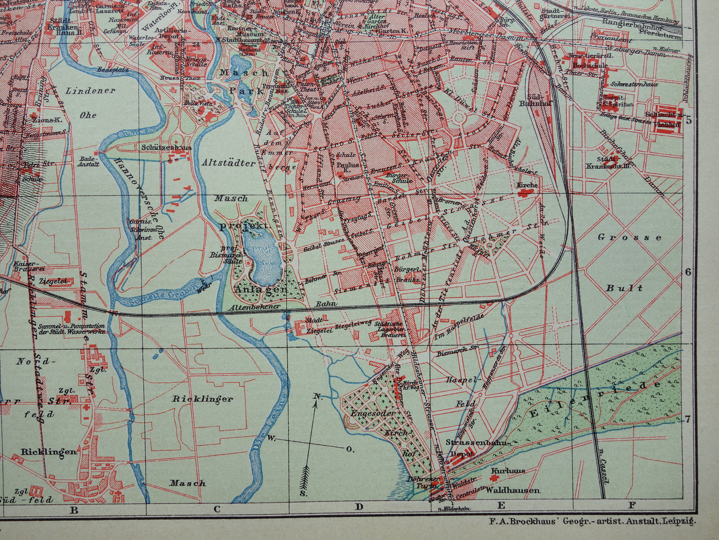 HANNOVER oude plattegrond van Hannover Duitsland uit 1907 - originele vintage historische kaarten met jaartal