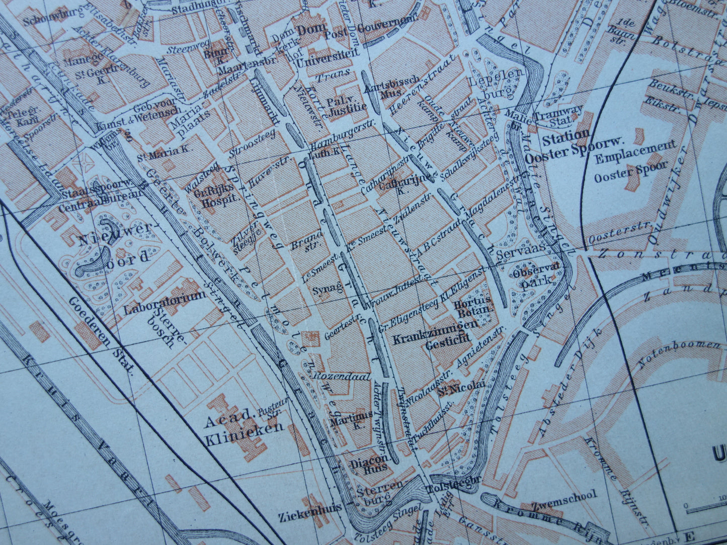 Alte Karte von Utrecht aus dem Jahr 1904, kleine originale antike Karte, Vintage-Karte