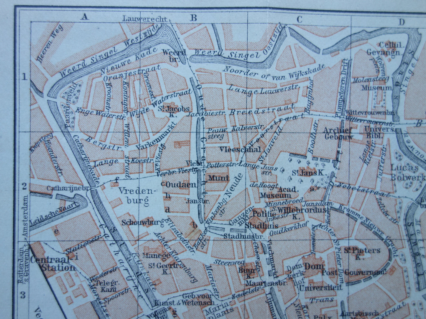 Alte Karte von Utrecht aus dem Jahr 1904, kleine originale antike Karte, Vintage-Karte