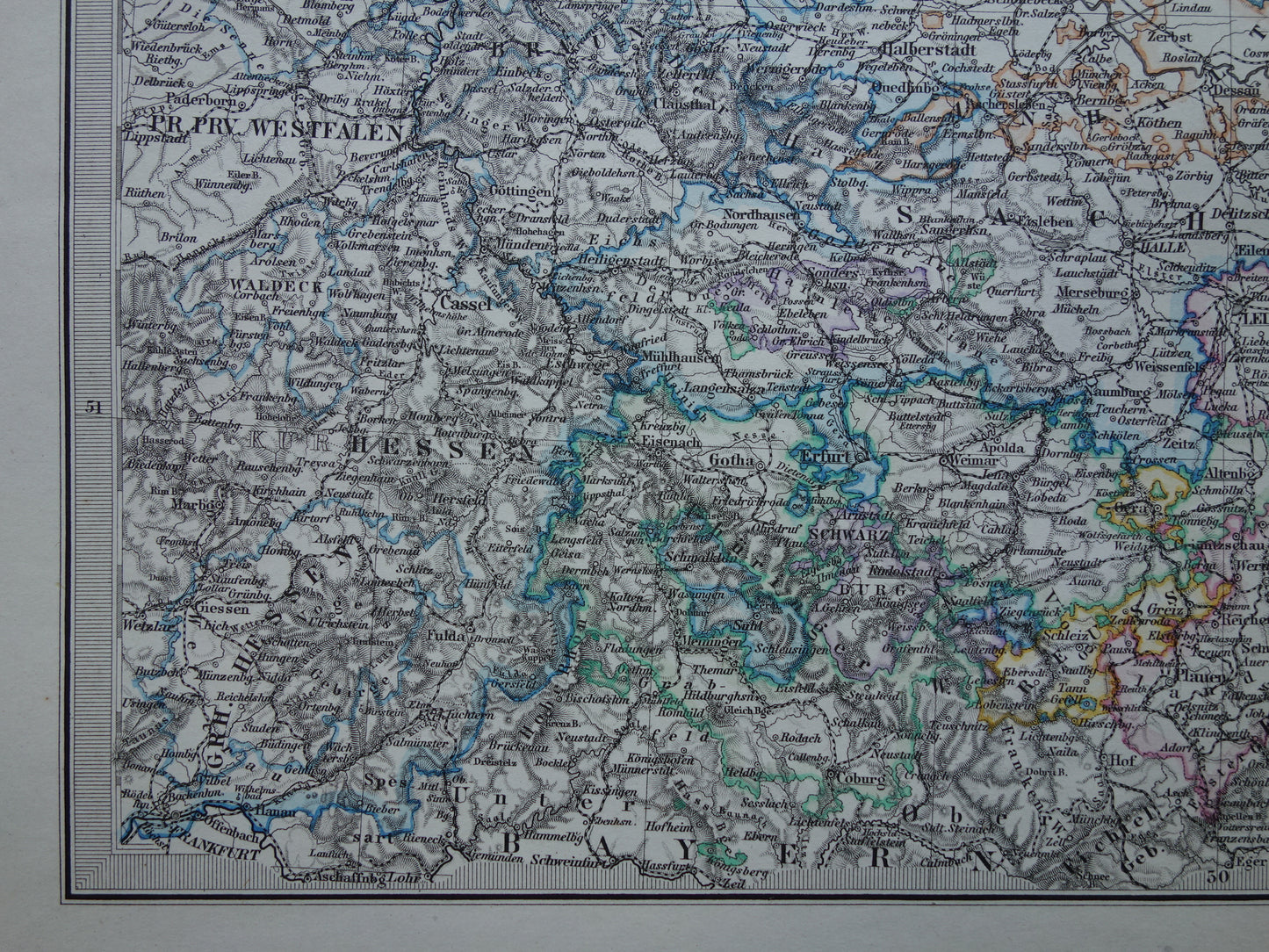 Duitsland oude kaart van de provincie Pommeren Brandenburg in 1878 Grote originele antieke landkaart Mecklenburg Polen Noord-Duitsland