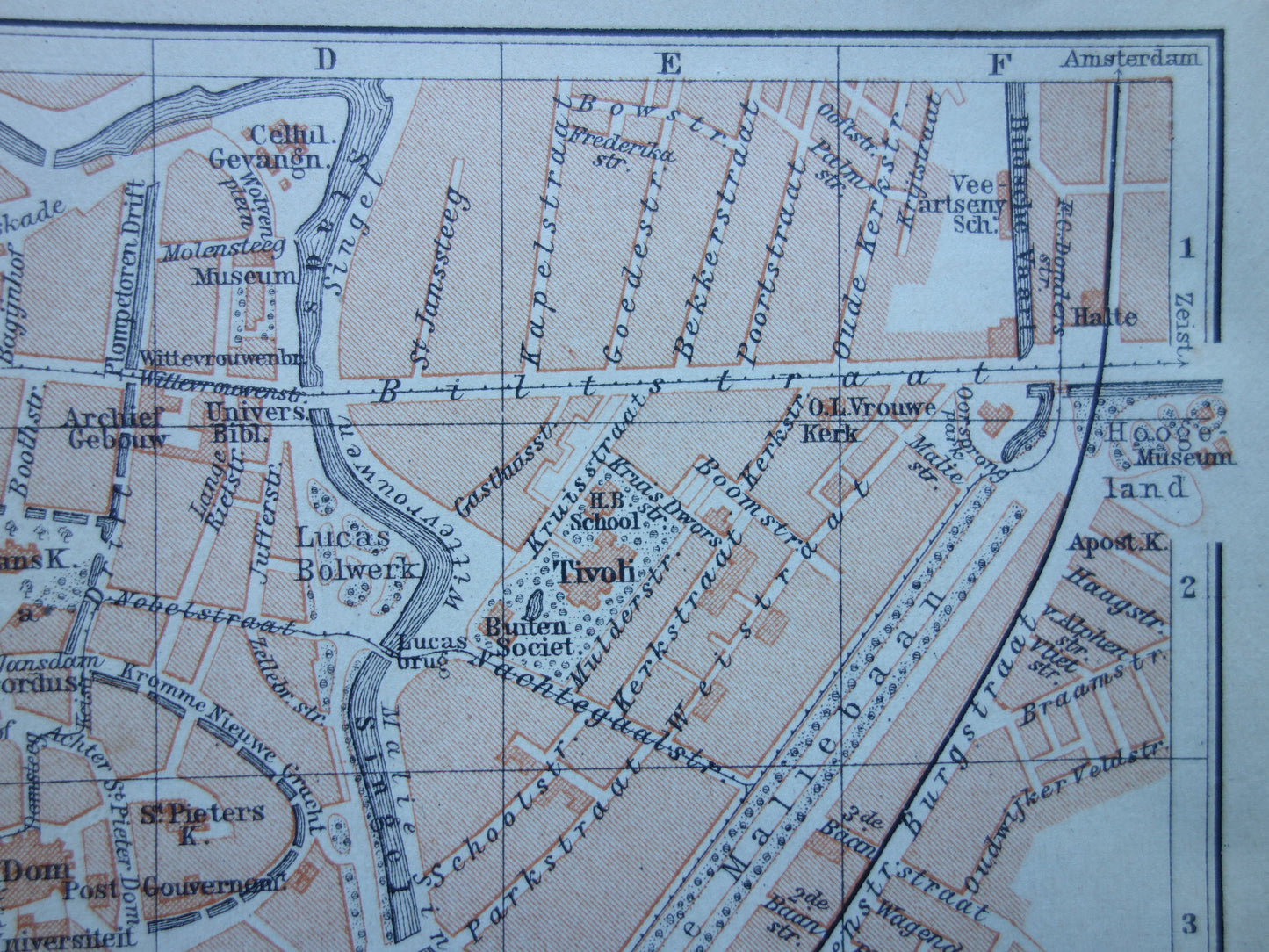 Alte Karte von Utrecht aus dem Jahr 1904, kleine originale antike Karte, Vintage-Karte