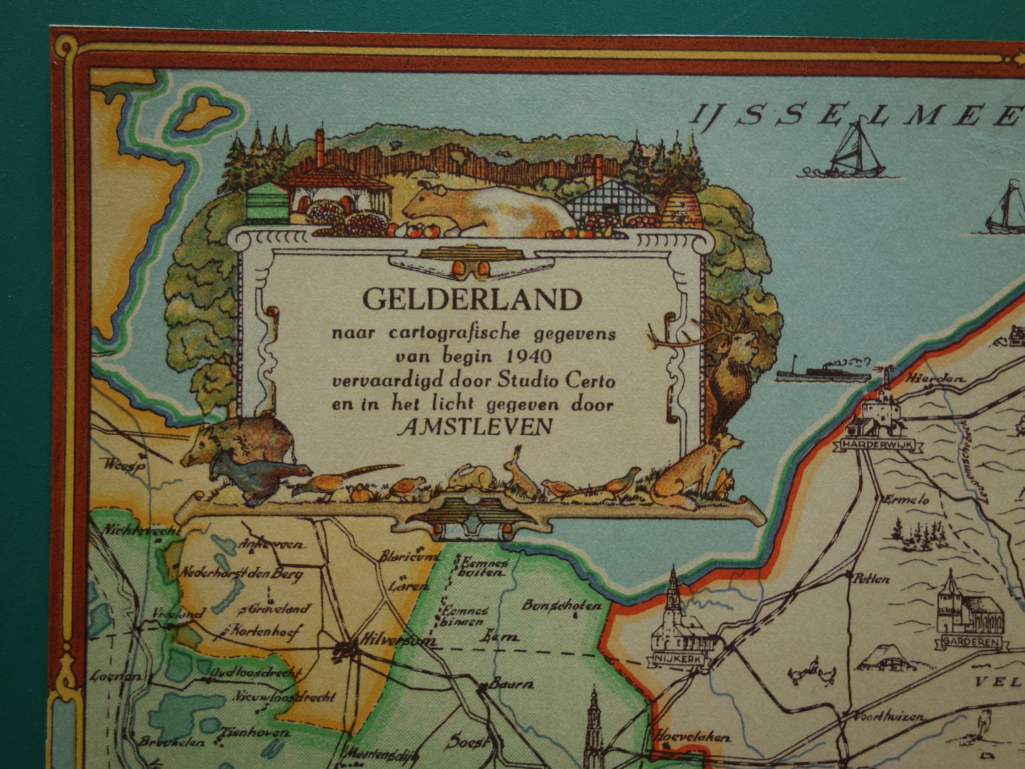 GELDERLAND Vintage kaart van de provincie Gelderland uit 1947 Oude historische landkaart