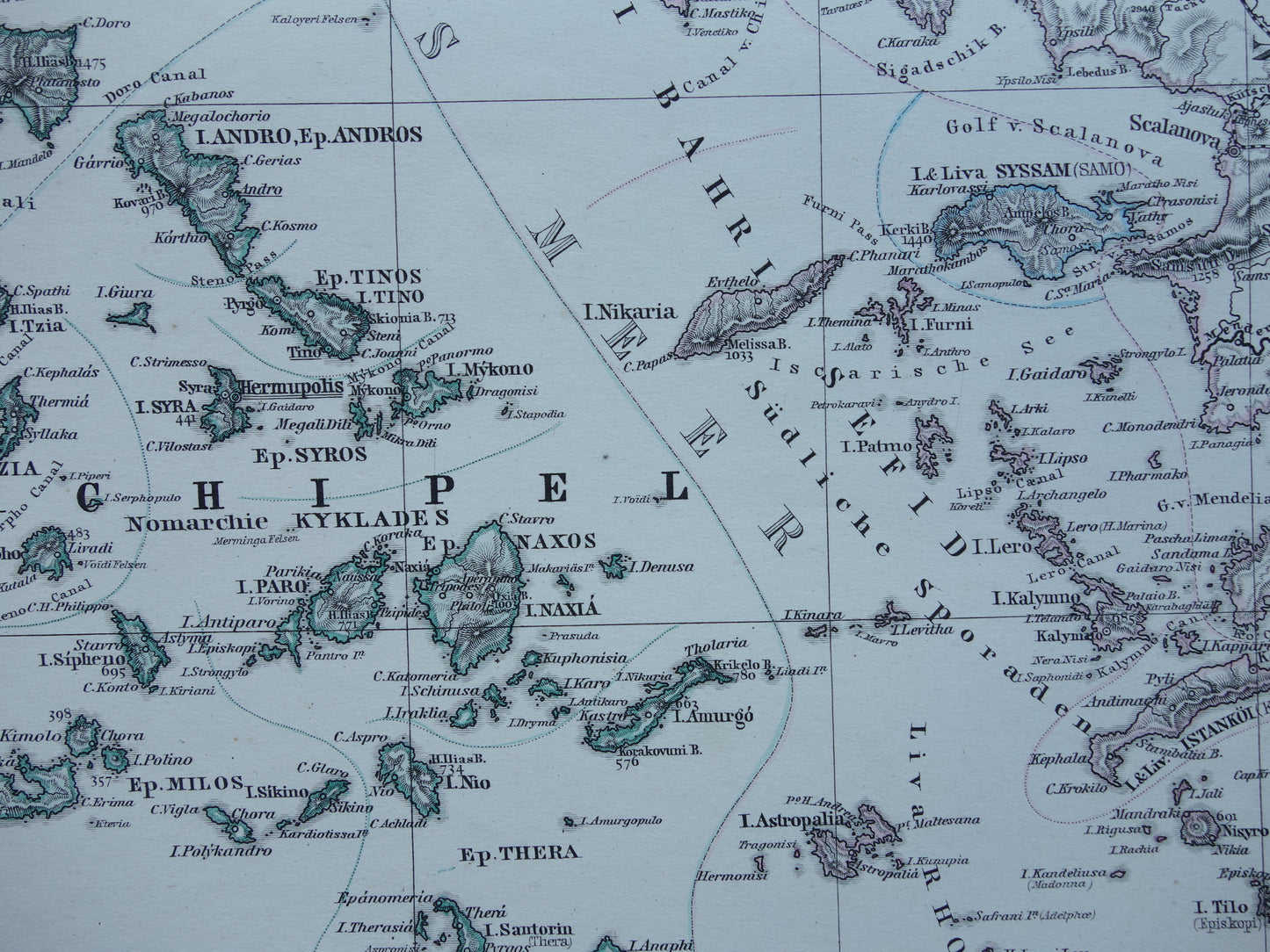 145+ jaar oude landkaart van Griekenland originele antieke kaart uit 1879 vintage kaarten Athene Piraeus
