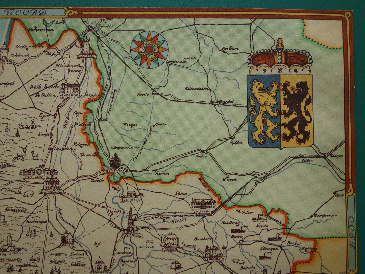 GELDERLAND Vintage kaart van de provincie Gelderland uit 1947 Oude historische landkaart