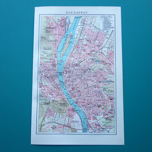 BOEDAPEST kleine oude kaart van Boedapest uit 1915 originele Nederlandse vintage plattegrond antieke landkaart