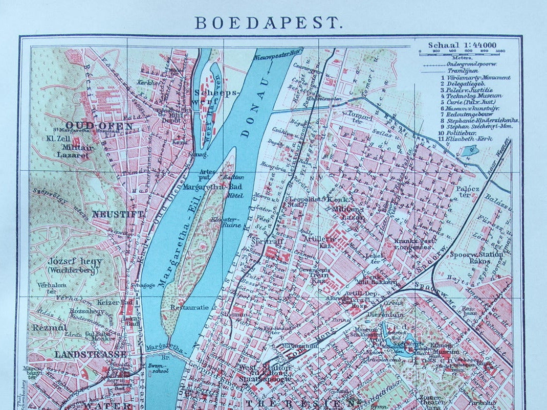 BOEDAPEST kleine oude kaart van Boedapest uit 1915 originele Nederlandse vintage plattegrond antieke landkaart