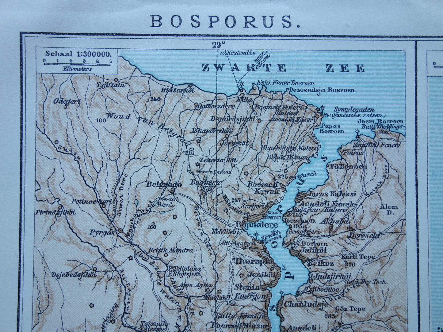BOSPORUS & DARDANELLEN kleine oude kaart uit 1915 originele Nederlandse vintage landkaart