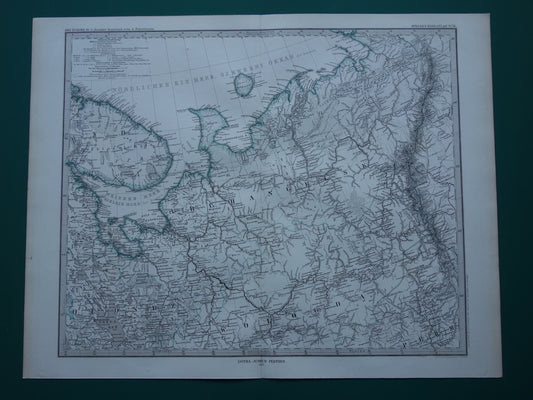 RUSLAND Oude kaart van Witte Zee Archangel uit het jaar 1876 antieke landkaart noord-Rusland oude vintage kaarten Barentszzee