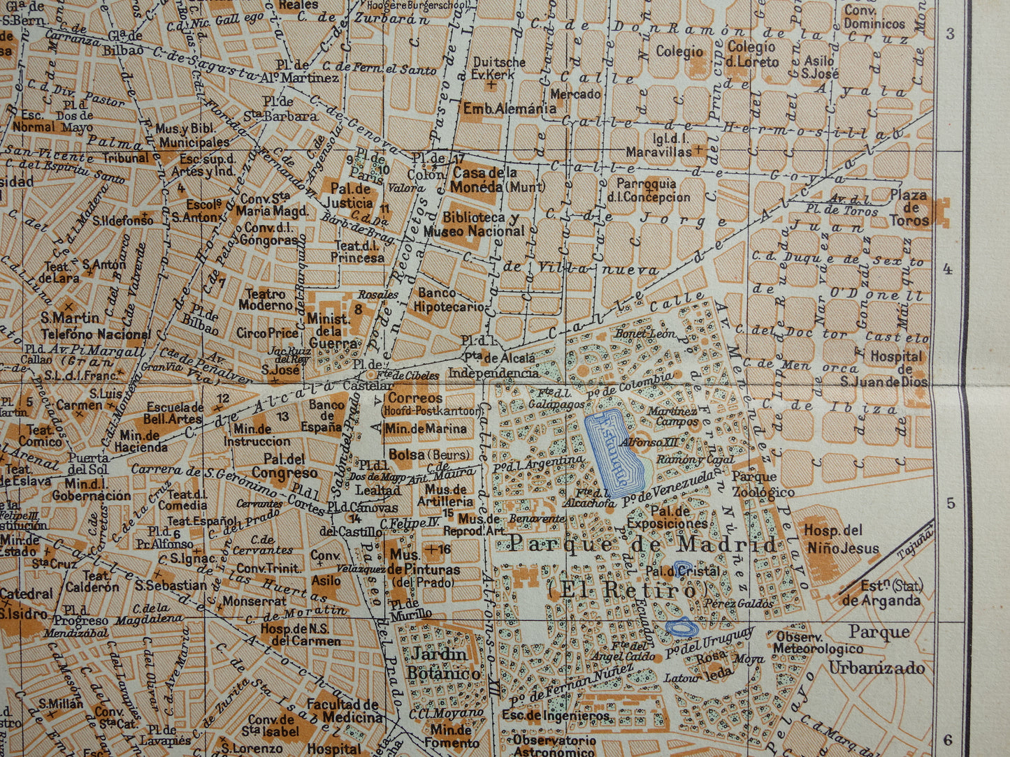 MADRID alte Karte von Madrid, Spanien, aus dem Jahr 1936 originale Vintage-Karte