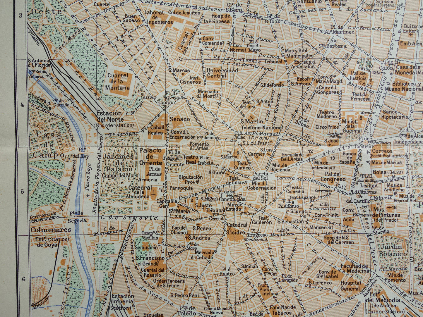 MADRID alte Karte von Madrid, Spanien, aus dem Jahr 1936 originale Vintage-Karte