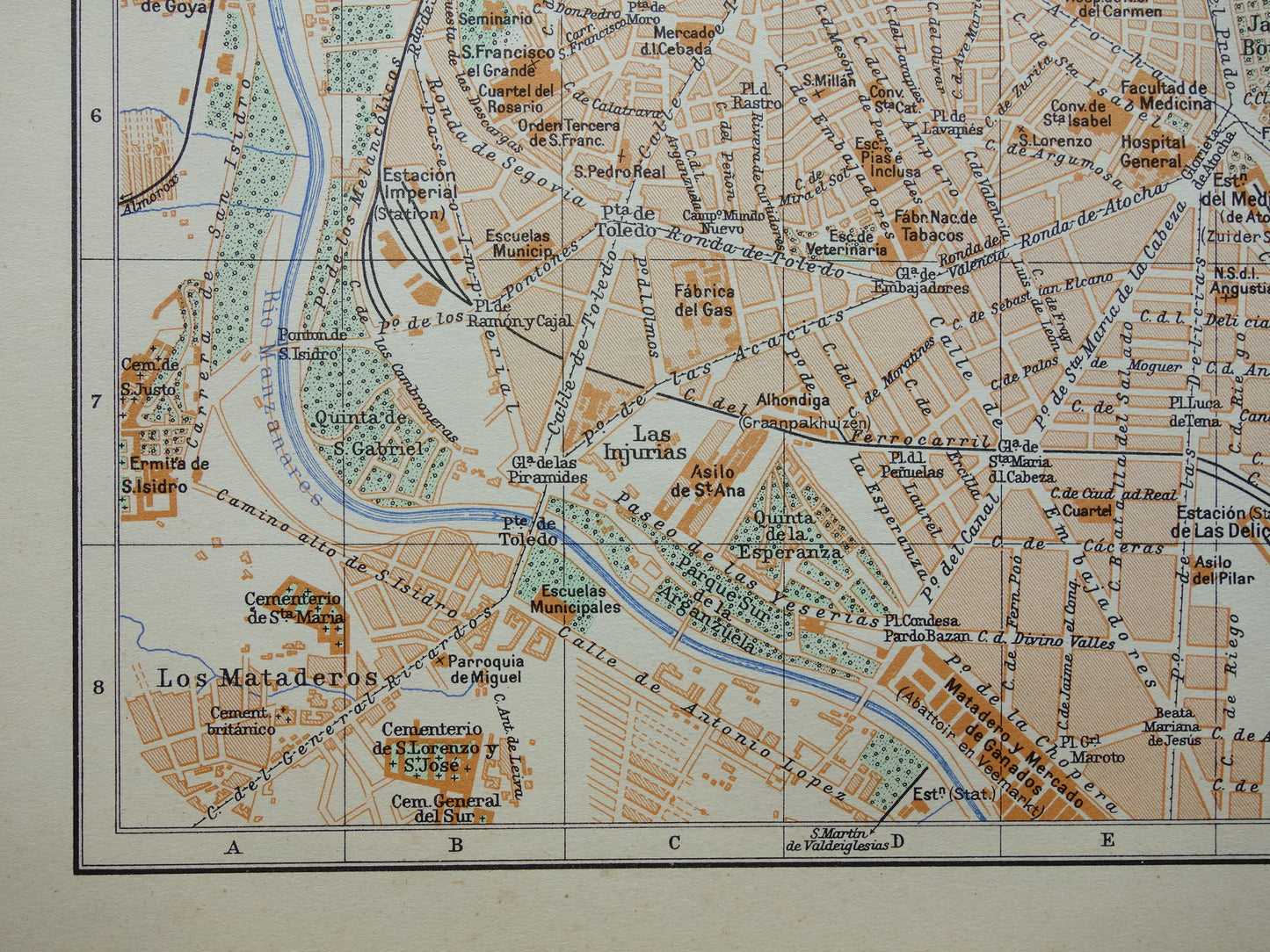 MADRID alte Karte von Madrid, Spanien, aus dem Jahr 1936 originale Vintage-Karte