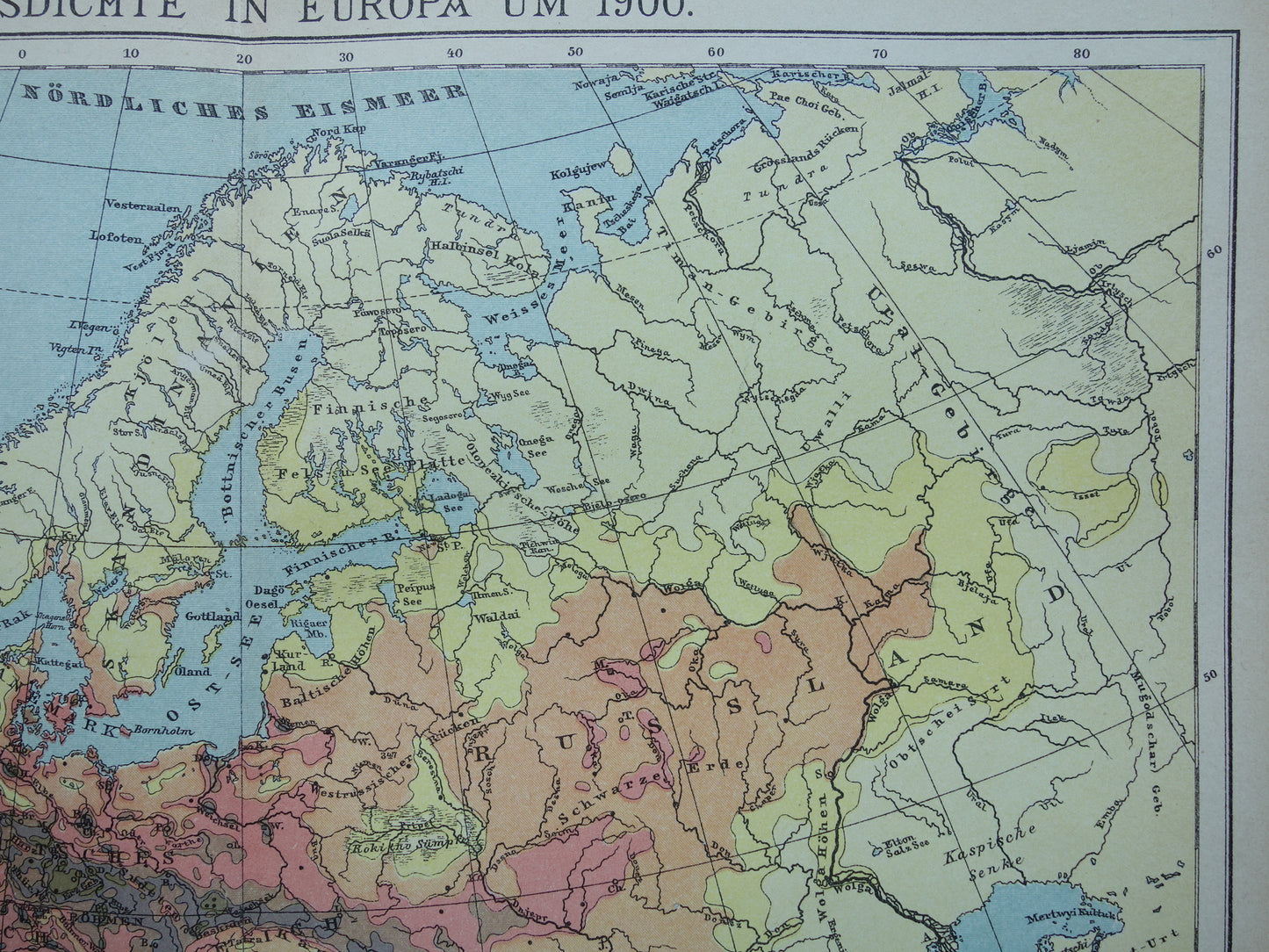 Alte Karte Bevölkerungsdichte Europas aus dem Jahr 1902 antike thematische Landkarte