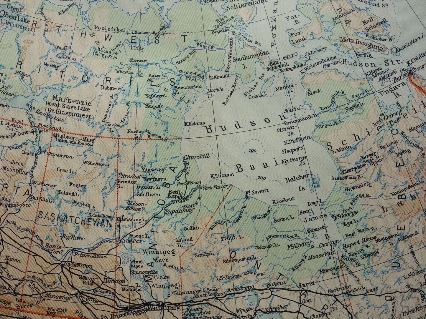 Alte Karte von Kanada, Grönland und Alaska, original niederländische Vintage-Landkarte aus den 1930er Jahren