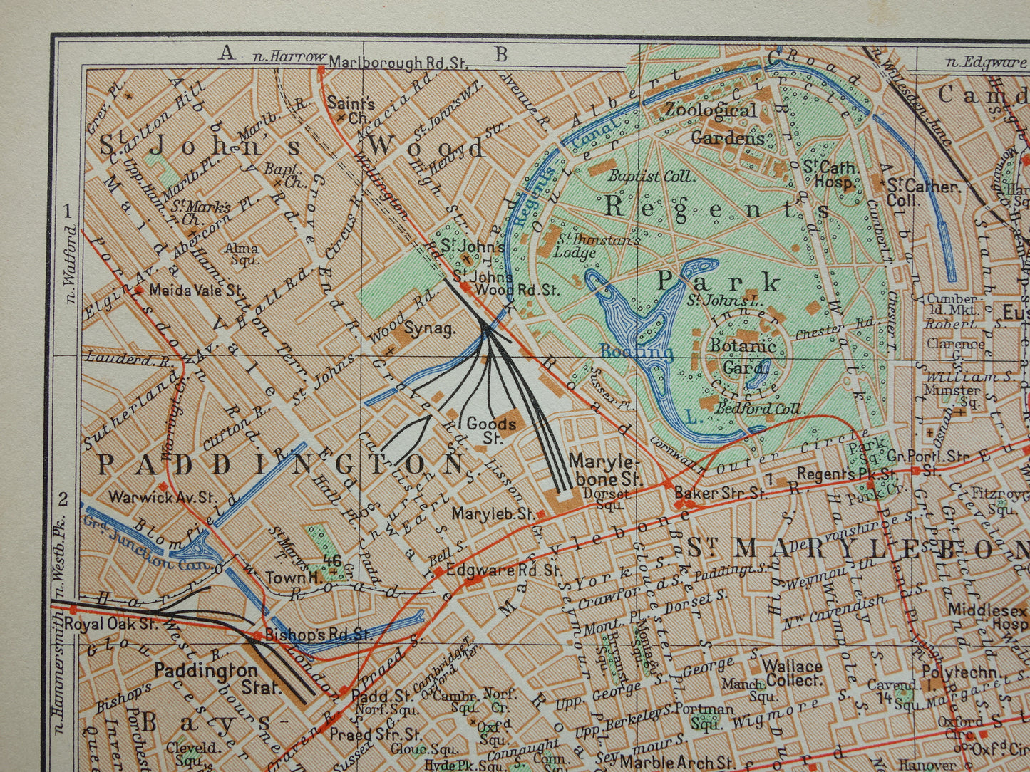 LONDON old map from 1936 original Dutch antique map of center London City Westend Westminster