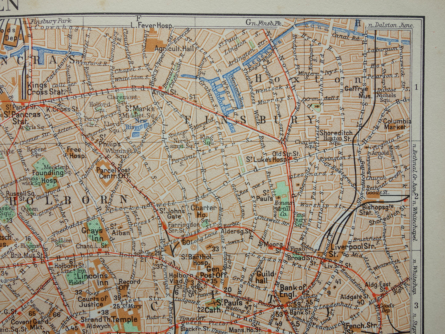 LONDON old map from 1936 original Dutch antique map of center London City Westend Westminster