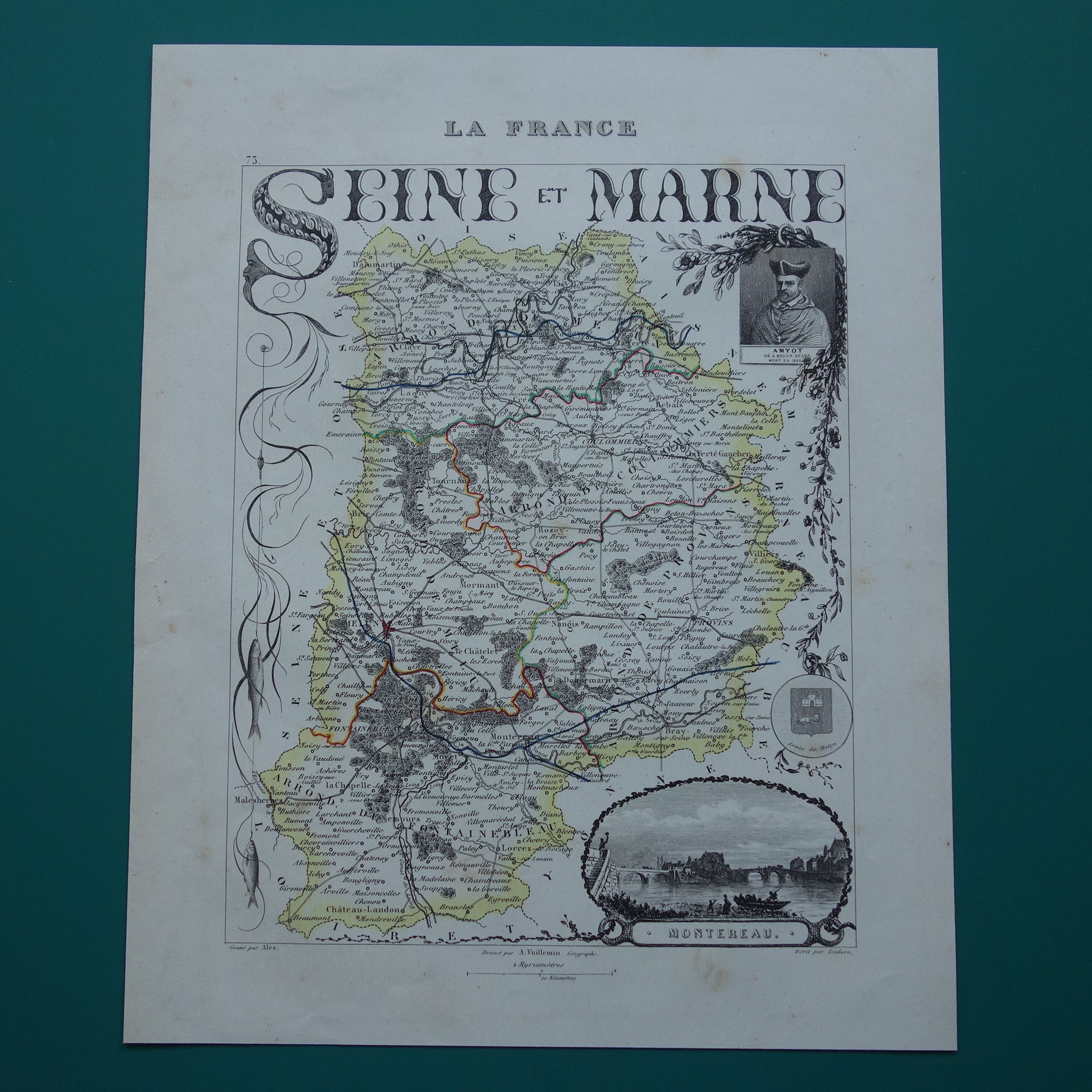 seine-et-marne oude kaart landkaart