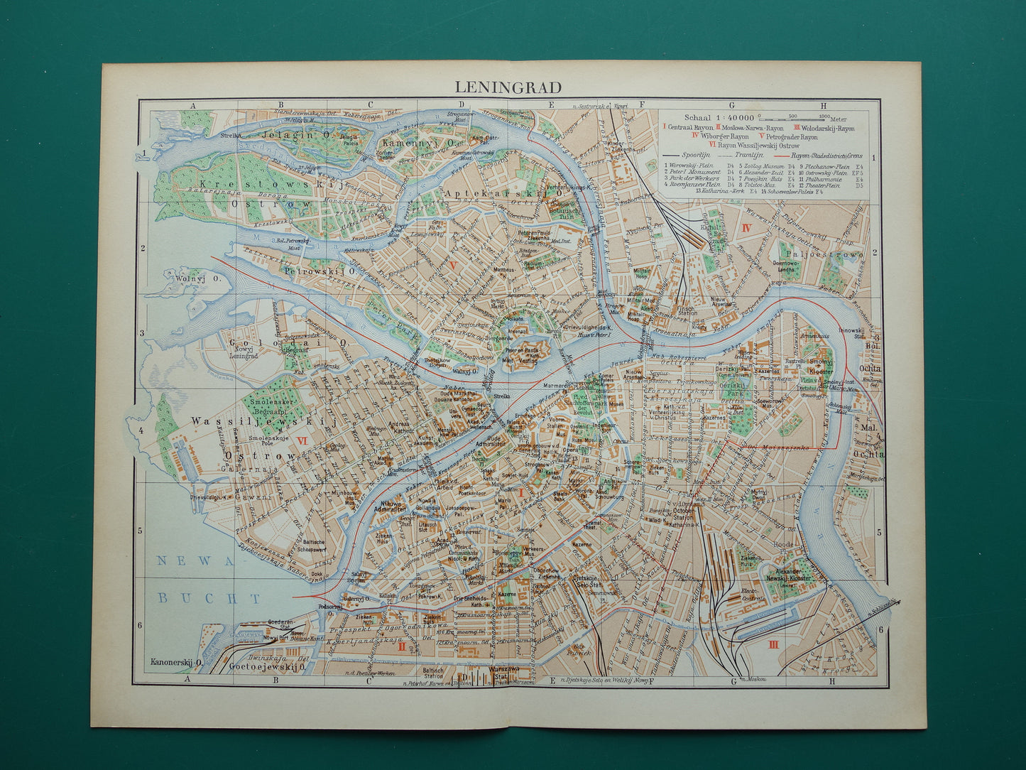 old map of Leningrad Russia