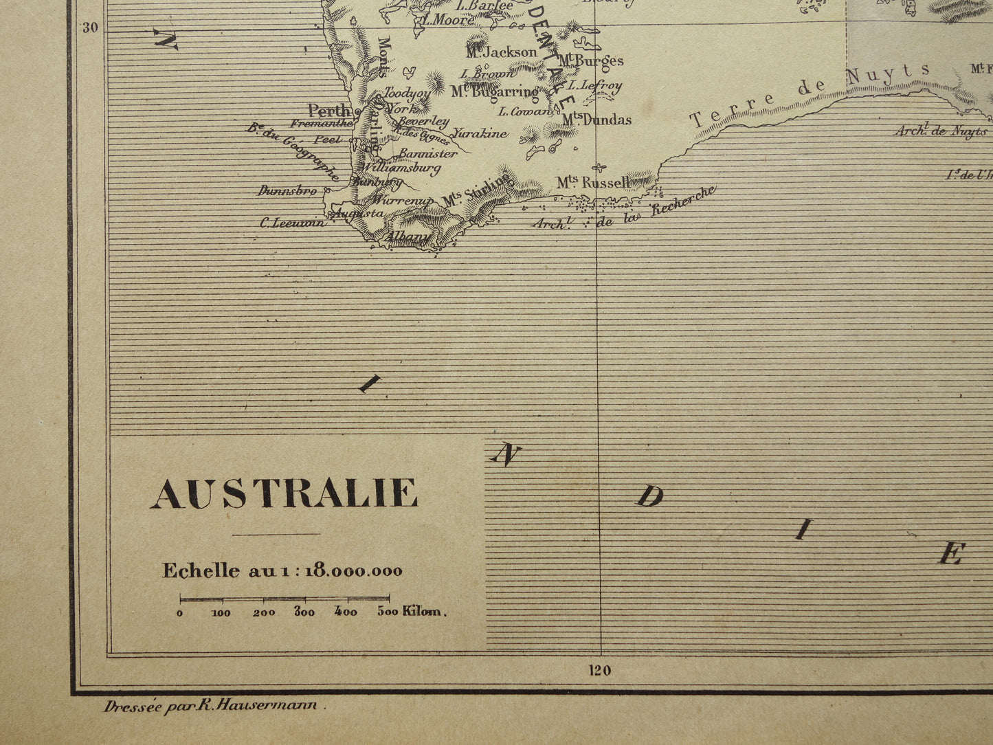 Oude kaart van Australië uit 1896 originele antieke Franse handgekleurde landkaart Australië