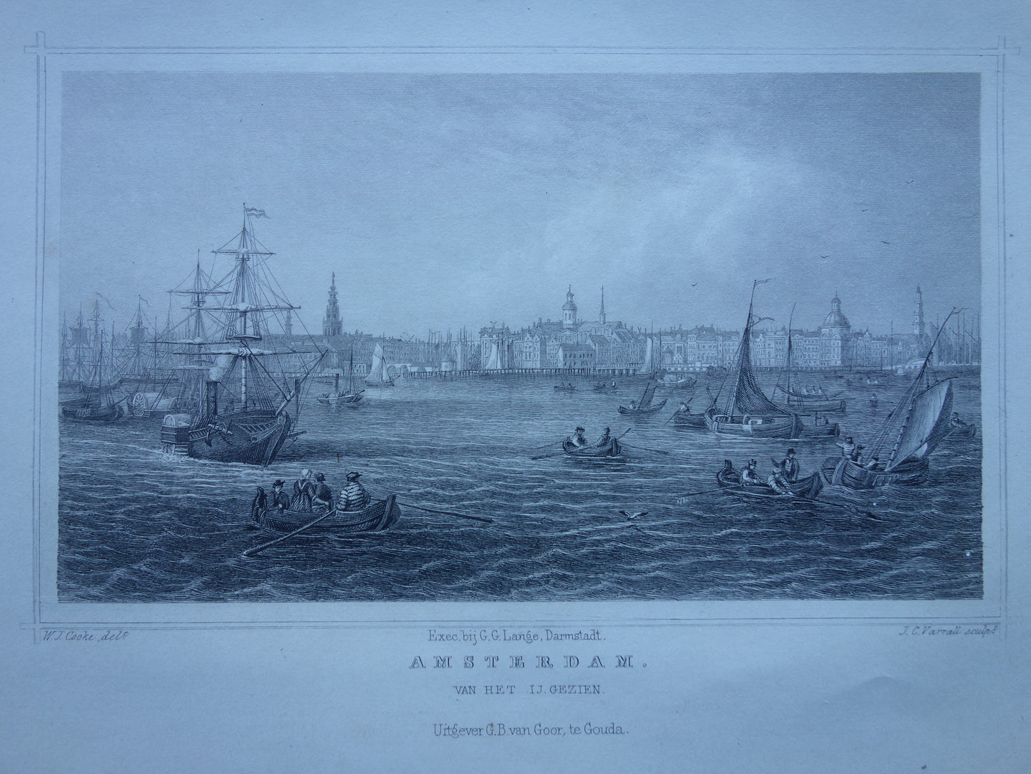 gravure gezicht op Amsterdam