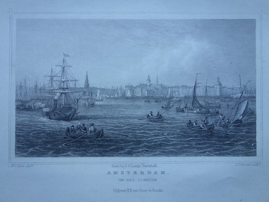 gravure gezicht op Amsterdam