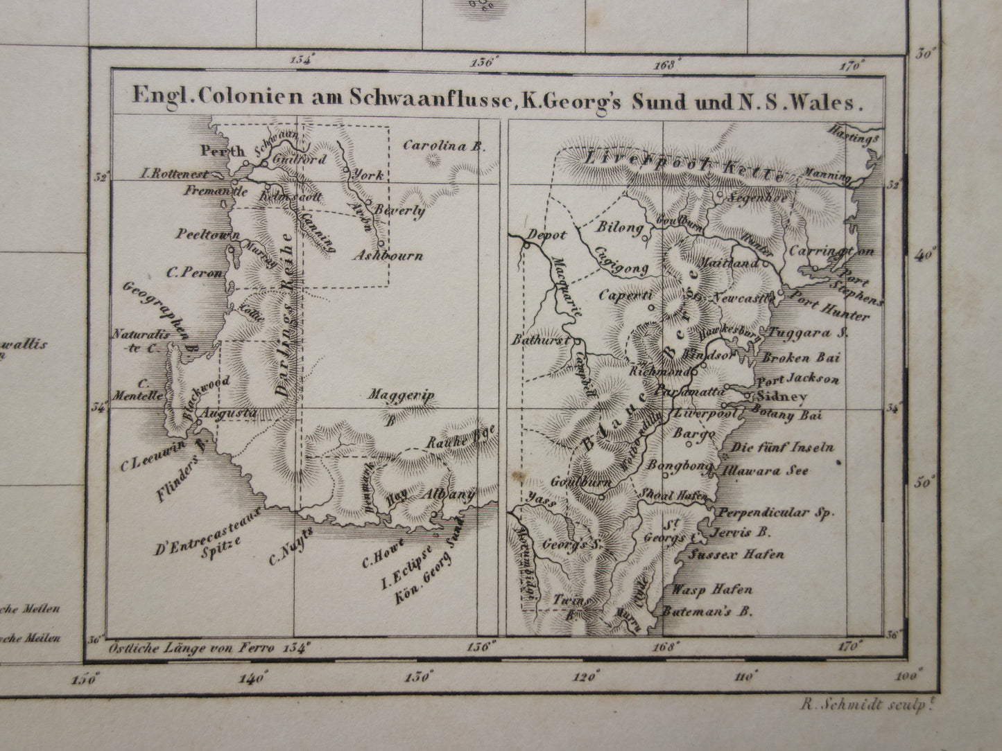 OCEANIË antieke kaart van Oceanië 175+ jaar oude landkaart van continent met Australië Nieuw-Zeeland uit 1849 - originele vintage historische kaarten