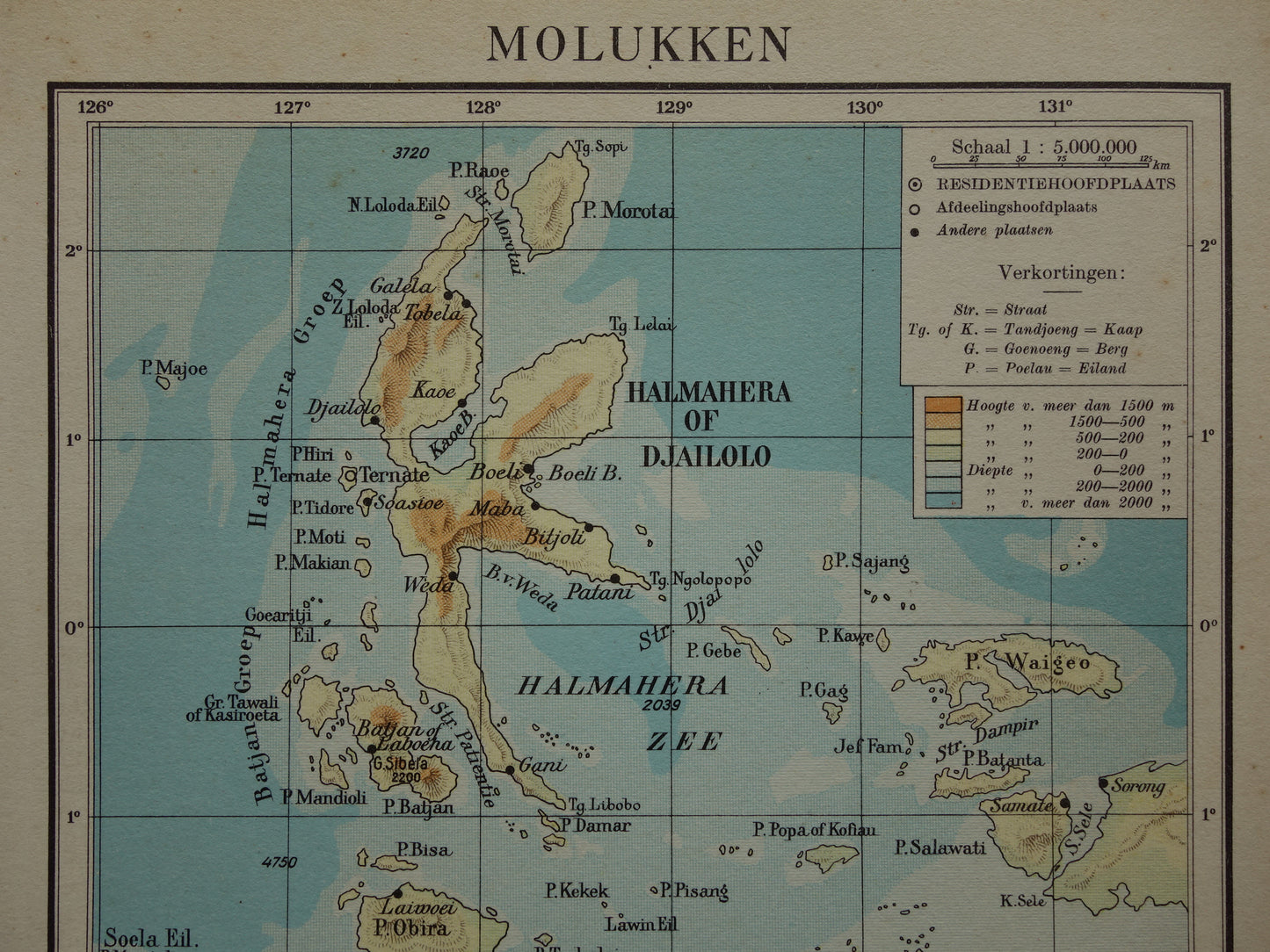 kleine vintage kaart van Molukken
