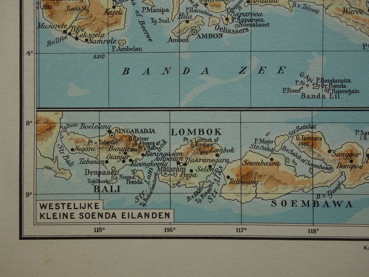 MOLUKKEN Oude kleine landkaart van de Molukken uit 1937 originele vintage kaart Indonesië